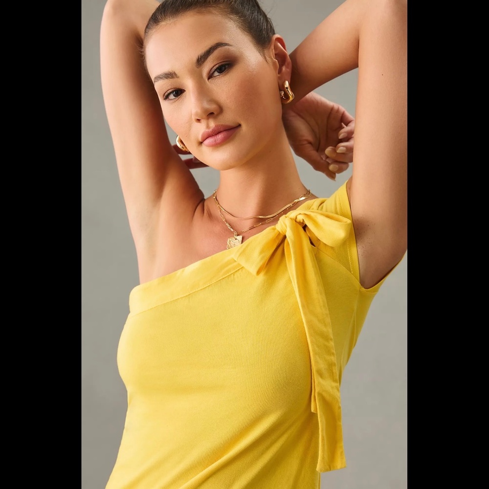 Anthropologie Maeve One-Shoulder Bow Top - Picture 2 of 16